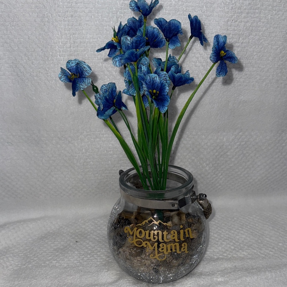 Custom Designed Blue Floral Arrangement- New Without Tags